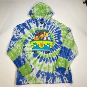Scooby Doo Mystery Machine Tie Dye Hoodie Graphic Print Blue Green 2XL